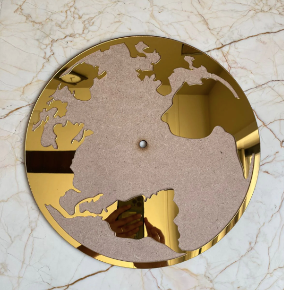 Designer World Map Acrylic Roman Ring with Base