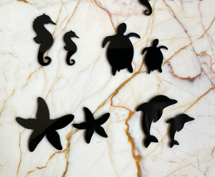 Black Acrylic Mixed Sea Charms
