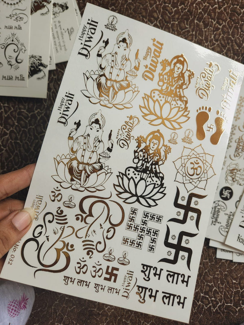 3D Embossed Golden stickersDiwali special [A5 size]