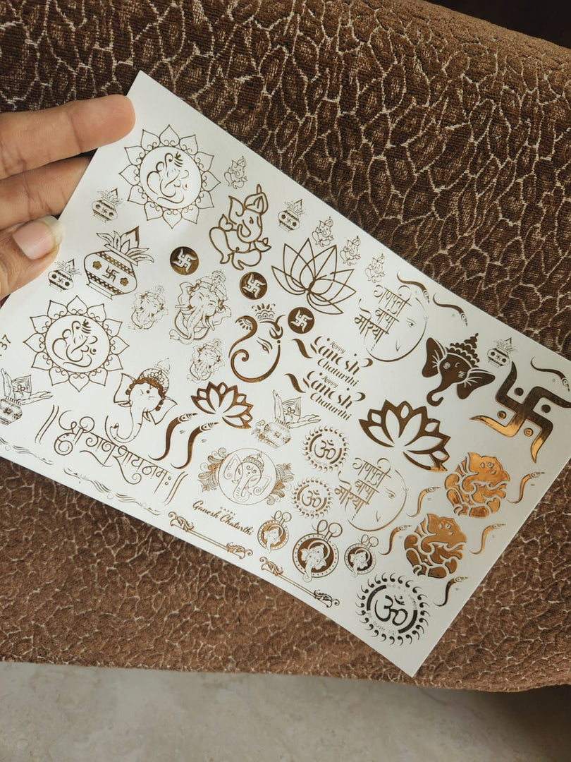 3D Embossed Golden StickersDiwali special [A5 size]